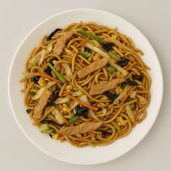 F2. Mu-Shu Pork Chow Mein - 木須肉炒麵